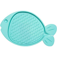 Loving Pets Bella Spill-Proof Fish-Shaped Mat for Cats,Aqua