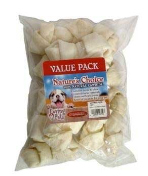 Loving Pets Dlv4971 10-Pack Natures Choice Natural Knotted Rawhide Bones For Dogs, 5-Inch, White