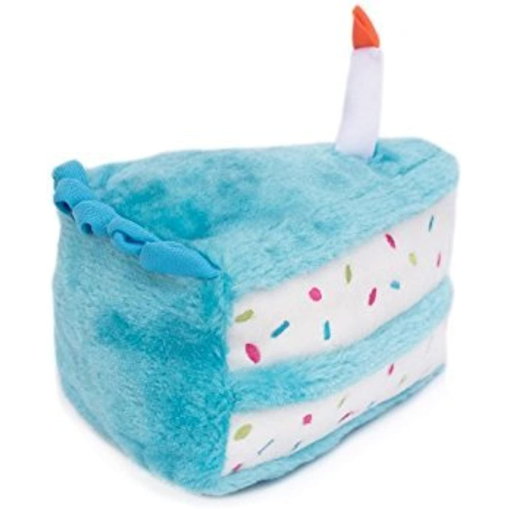 ZippyPaws - Birthday Cake Squeaky Dog Toy with Soft Stuffing - Blue