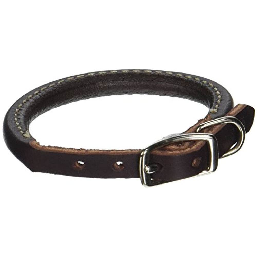 Circle T Latigo Leather Round Dog Collar, 3/8