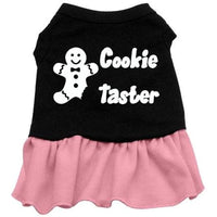 Cookie Taster Dog Dress - Black with Pink/Small