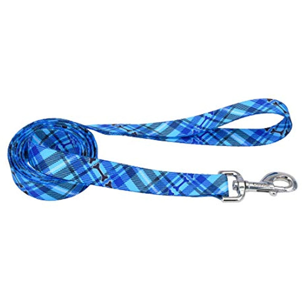 Pet Attire Styles Dog Leash, Plaid Bones Pattern, 3/8