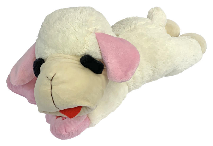 Multipet Lamb Chop Plush Dog Toy w/ Pink Ribbon Jumbo 24 inch