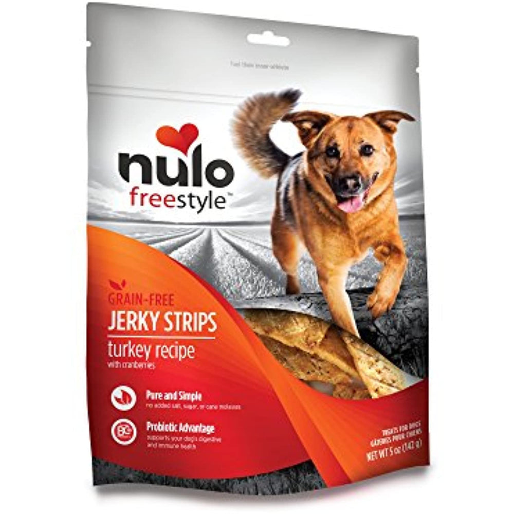 Nulo Freestyle Jerky Dog Treats: Healthy Grain Free Dog Treat - Natural Dog Treats for Training or Reward - Turkey with Cranberries Recipe - 5 oz Bag