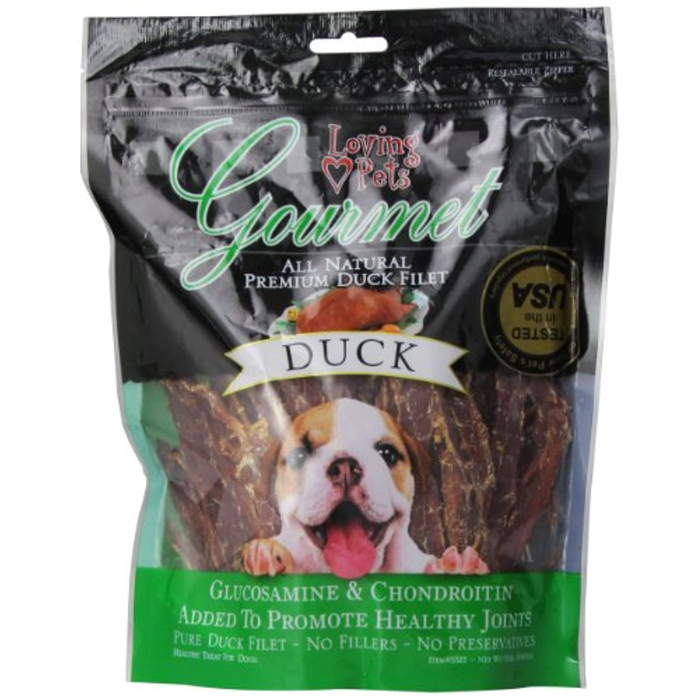 Loving Pets All Natural Premium Duck Strips With Glucosamine & Chondroitin Dog Treats, 12 Ounces