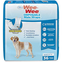 Four Paws Wee-Wee Disposable Male Dog Wraps 36 Count Medium/Large