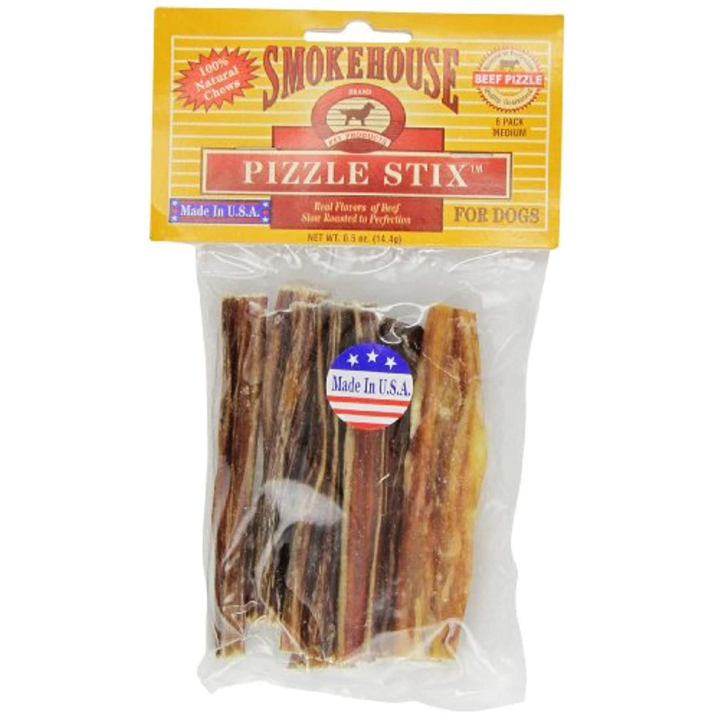 Smokehouse Pet Products 83038 6-Pack Beef Pizzle Treat For Dogs, 4-Inch