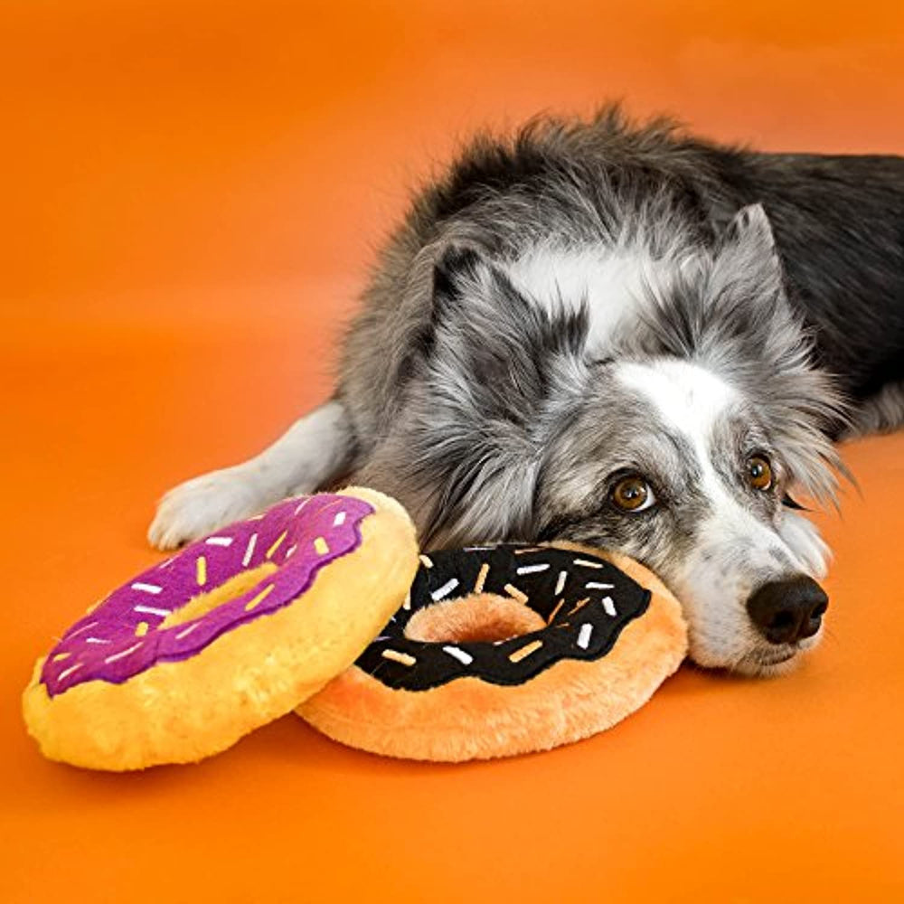 ZippyPaws - Original Donutz No Stuffing Squeaky Plush Dog Toy - Grape Jelly