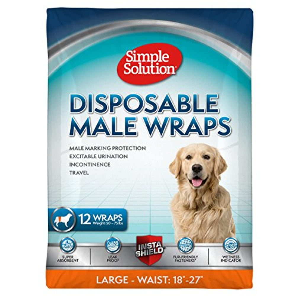 Simple Solution Disposable Dog Diapers for Male Dogs | Male Wraps with Super Absorbent Leak-Proof Fit | Large | 12 Count