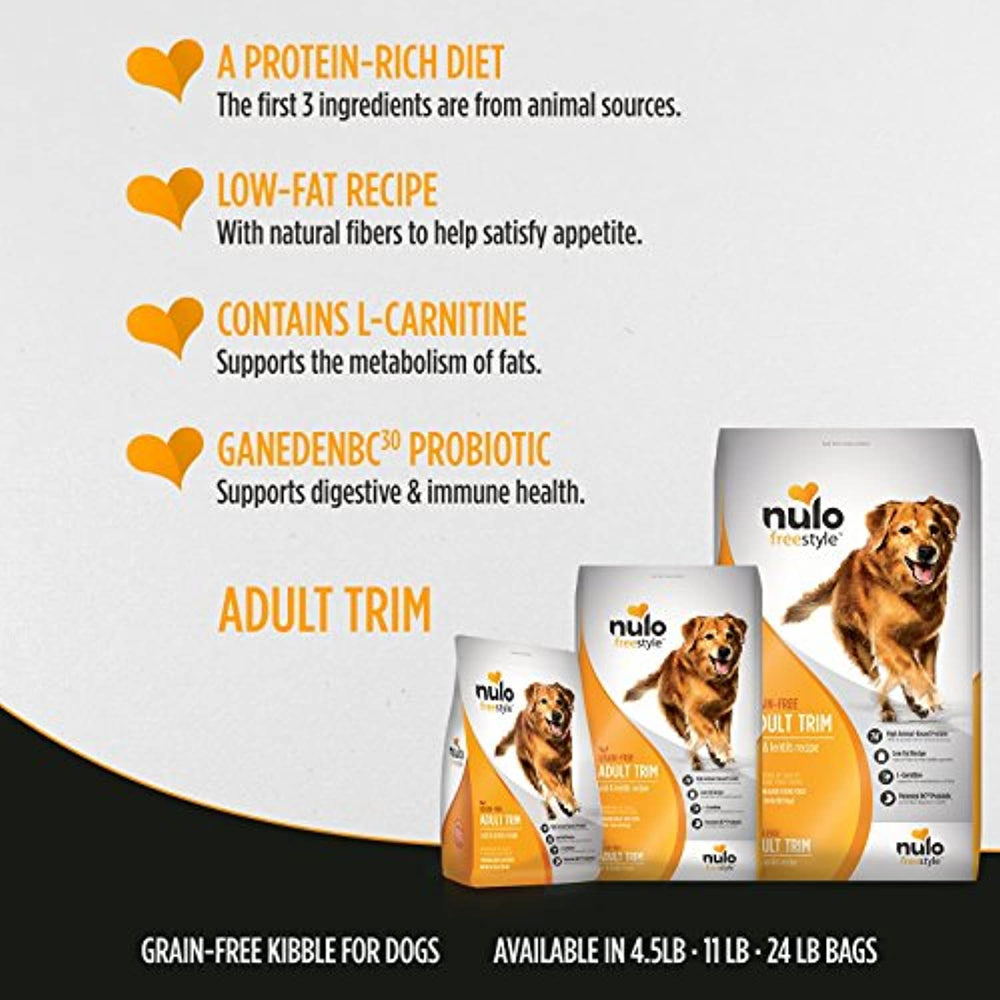 Nulo Adult Trim Grain Free Healthy Weight Dry Dog Food With Bc30 Probiotic (Cod And Lentils Recipe, 24Lb Bag)