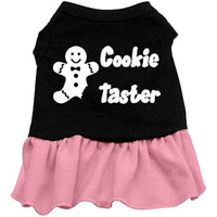 Mirage Pet Products 8-Inch Cookie Taster Screen Print Dress, X-Small, Black with Pink