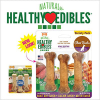 
              Nylabone Healthy Edibles All Natural Long Lasting Chew Treats Variety Pack, Roast Beef & Chicken & Bacon Petite 3 count, Brown (491151)
            