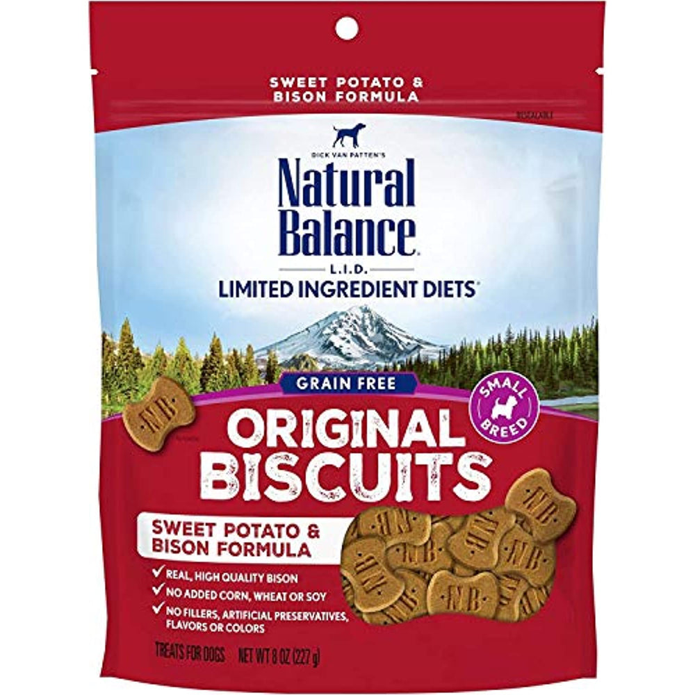 Natural Balance L.I.D. Limited Ingredient Diets Small Breed Dog Treats, Sweet Potato & Bison Formula, 8 Ounce Pouch, Grain Free