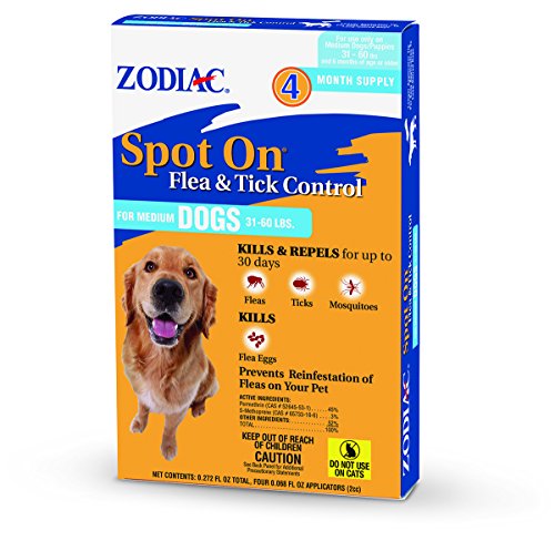 Zodiac Flea & Tick Spot On for Medium Dogs 31-60 lbs/4-pk