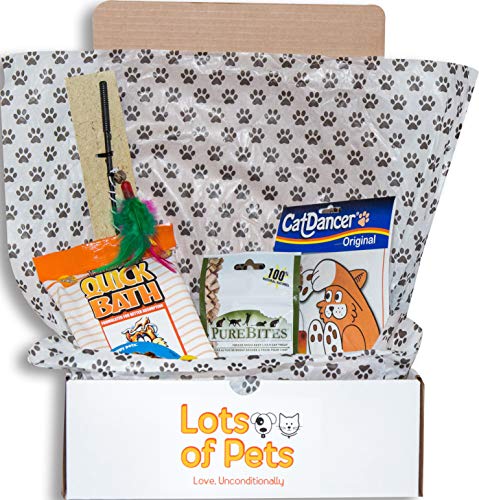 Lots of Pets Cat Scratch Fever Party Box Kitty Cat Party Box, Pet Supplies Starter Pack, Treats and Toys for Cats