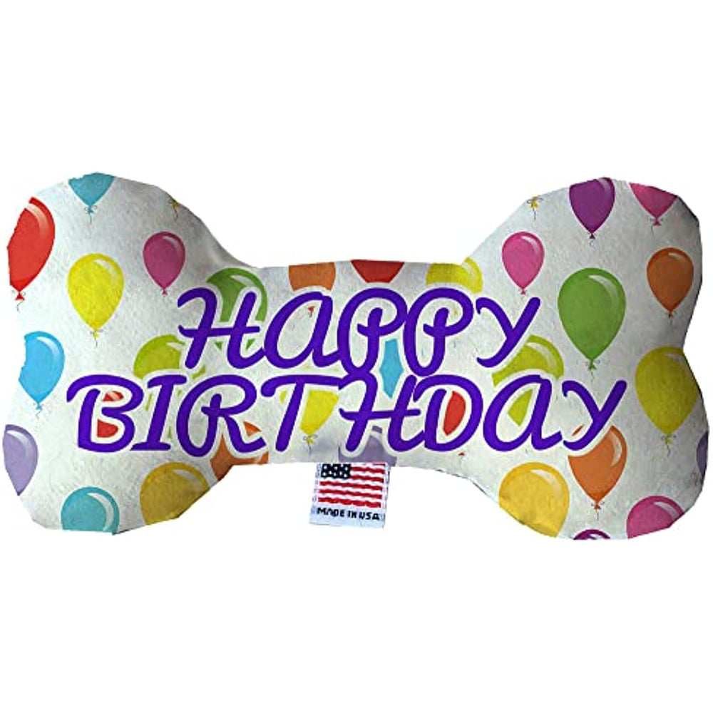 Mirage Pet Product Happy Birthday Balloons 6 inch Fluffy Bone Dog Toy
