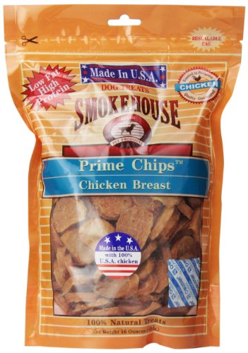 Smokehouse 100-Percent Natural Prime Chips Chicken Dog Treats, 16-Ounce