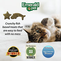 Emerald Pet Wholly Fish! Chicken-Free Feline Treats, Salmon Recipe — Tasty and Crunchy Salmon Cat Treats with Real Salmon — Chicken-Free, Grain Free, Natural Cat Treats — Made in USA, 3 oz