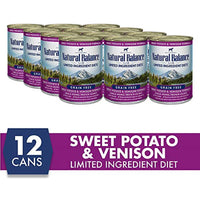 Natural Balance Limited Ingredient Diet Sweet Potato & Venison | Adult Grain-Free Wet Canned Dog Food | 13-oz. Can, (Pack of 12)