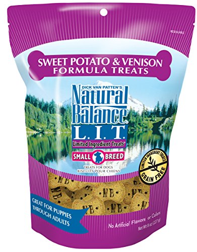 Natural Balance L.I.D. Limited Ingredient Diets Small Breed Dog Treats, Sweet Potato & Venison Formula, 8 Ounce Pouch, Grain Free