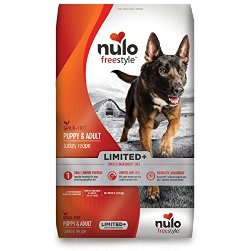 Nulo All Natural Dog Food: Freestyle Limited Plus Grain Free Puppy & Adult Dry Dog Food - Allergy Sensitive Non GMO Turkey Recipe - 10 lb Bag