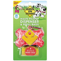 
              Bags on Board Dog Waste Bag Bone Dispenser with 30 Refill Bags, PINK
            