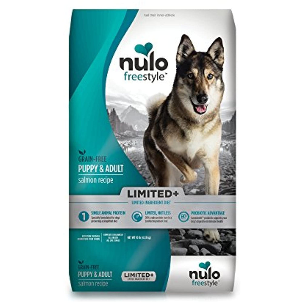Nulo All Natural Dog Food: Freestyle Limited Plus Grain Free Puppy & Adult Dry Dog Food - Allergy Sensitive Non GMO Salmon Recipe - 10 lb Bag