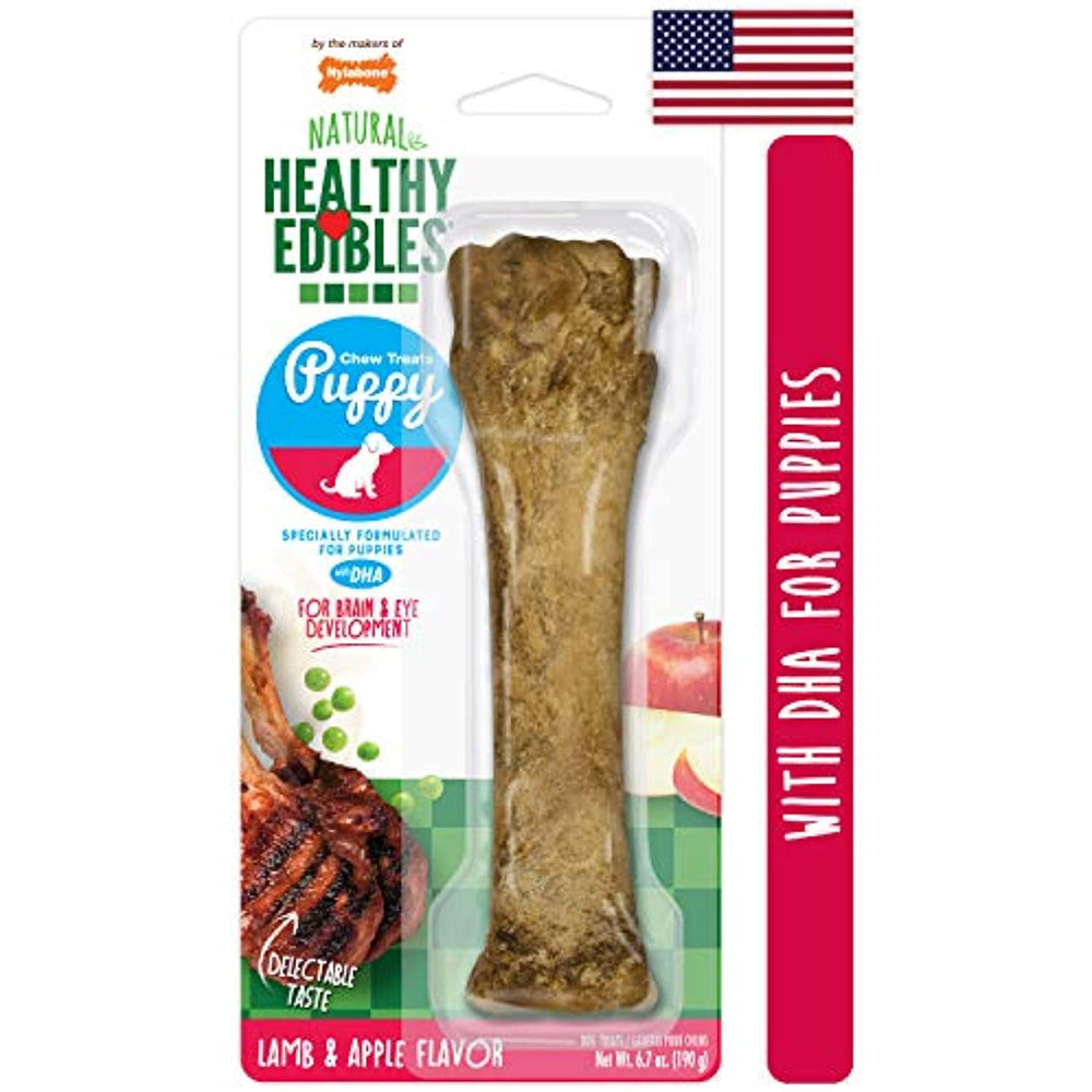 Nylabone Healthy Edibles Puppy Natural Long Lasting Dog Chew Treats Lamb & Apple Flavor X-Large/Souper - 50+ lbs.