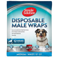 Simple Solution Disposable Dog Diapers for Male Dogs | Male Wraps with Super Absorbent Leak-Proof Fit | Excitable Urination, Incontinence, or Male Marking | Medium | 12 Count