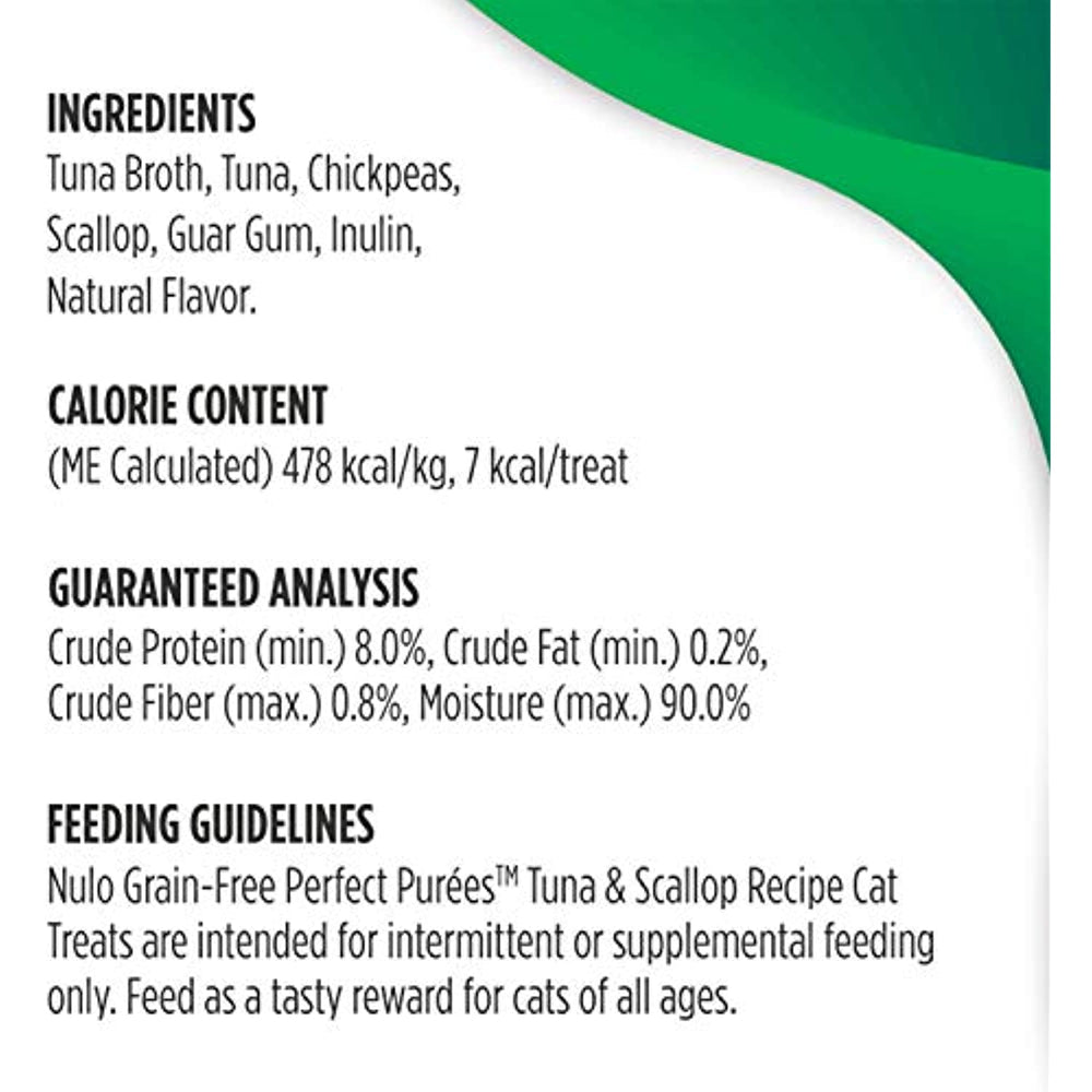 Nulo Freestyle Perfect Purees - Tuna & Scallop Recipe - Cat Food, Pack of 6 - Premium Cat Treats, 0.50 oz. Pouches - Meal Topper for Felines - High Moisture Content and No Preservatives