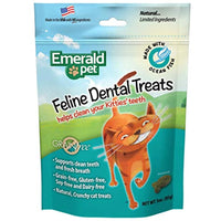 Emerald Pet Feline Dental Crunchy Natural Grain Free Cat Treats, Made in USA, 3 oz, Model: 00404-CO