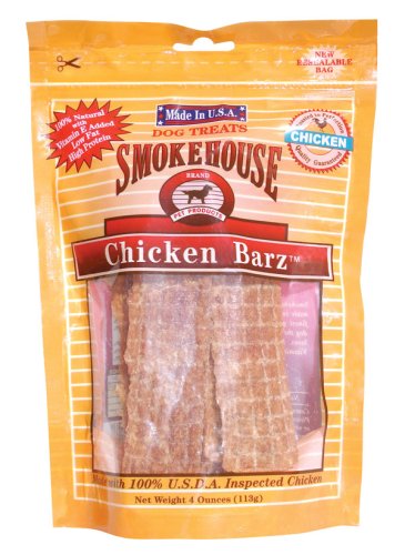 Smokehouse 100-Percent Natural Chicken Barz Dog Treats, 4 Ounce