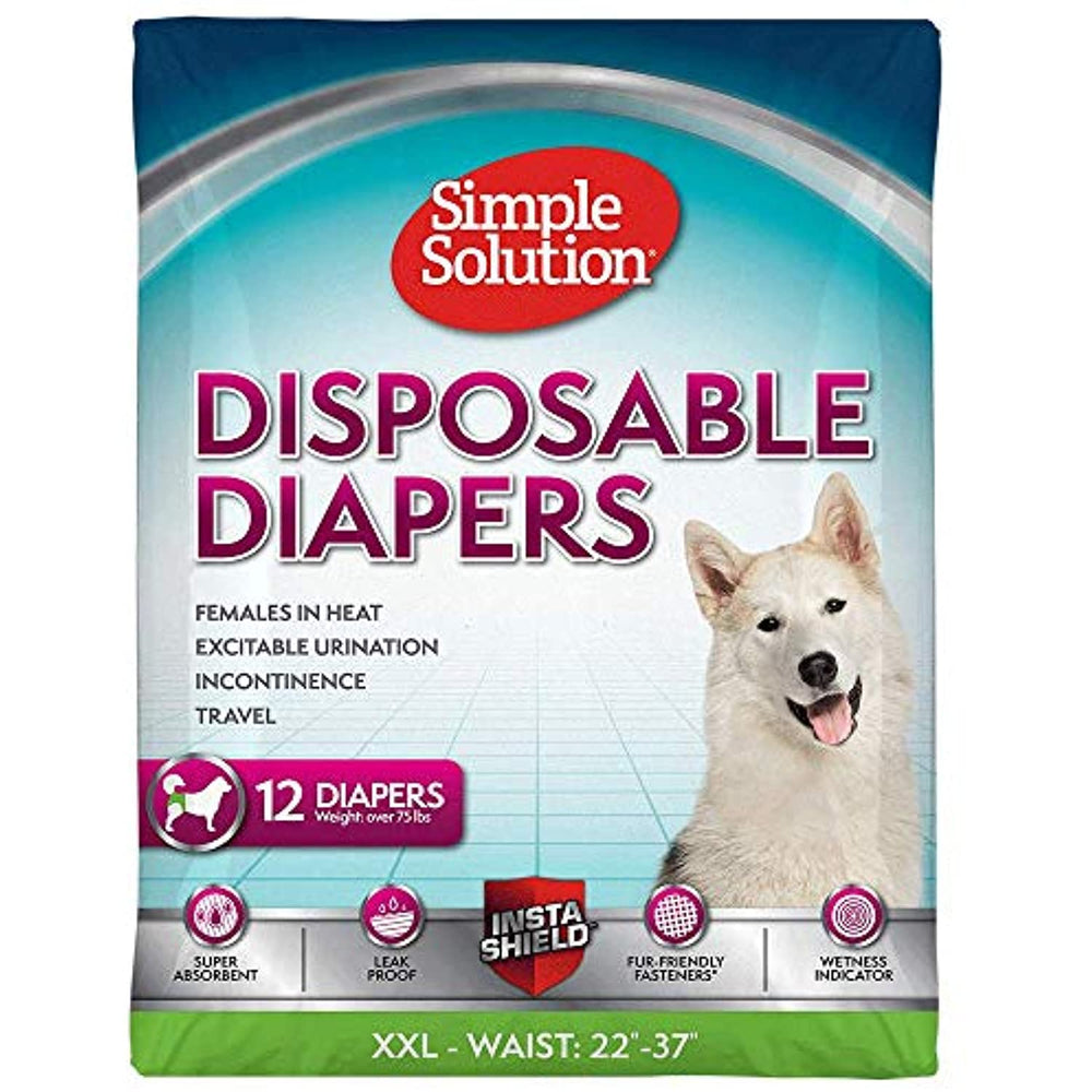 Simple Solution True Fit Disposable Dog Diapers for Female Dogs | Super Absorbent with Wetness Indicator | XXL | 12 Count