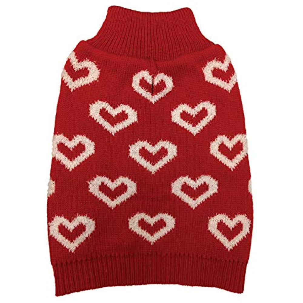 Fashion Pet/Allover Hearts Sweater/Dog Sweater RED Small