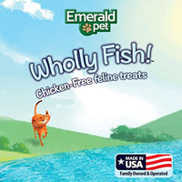 
              Emerald Pet Wholly Fish! Chicken-Free Feline Treats, Salmon Recipe — Tasty and Crunchy Salmon Cat Treats with Real Salmon — Chicken-Free, Grain Free, Natural Cat Treats — Made in USA, 3 oz
            
