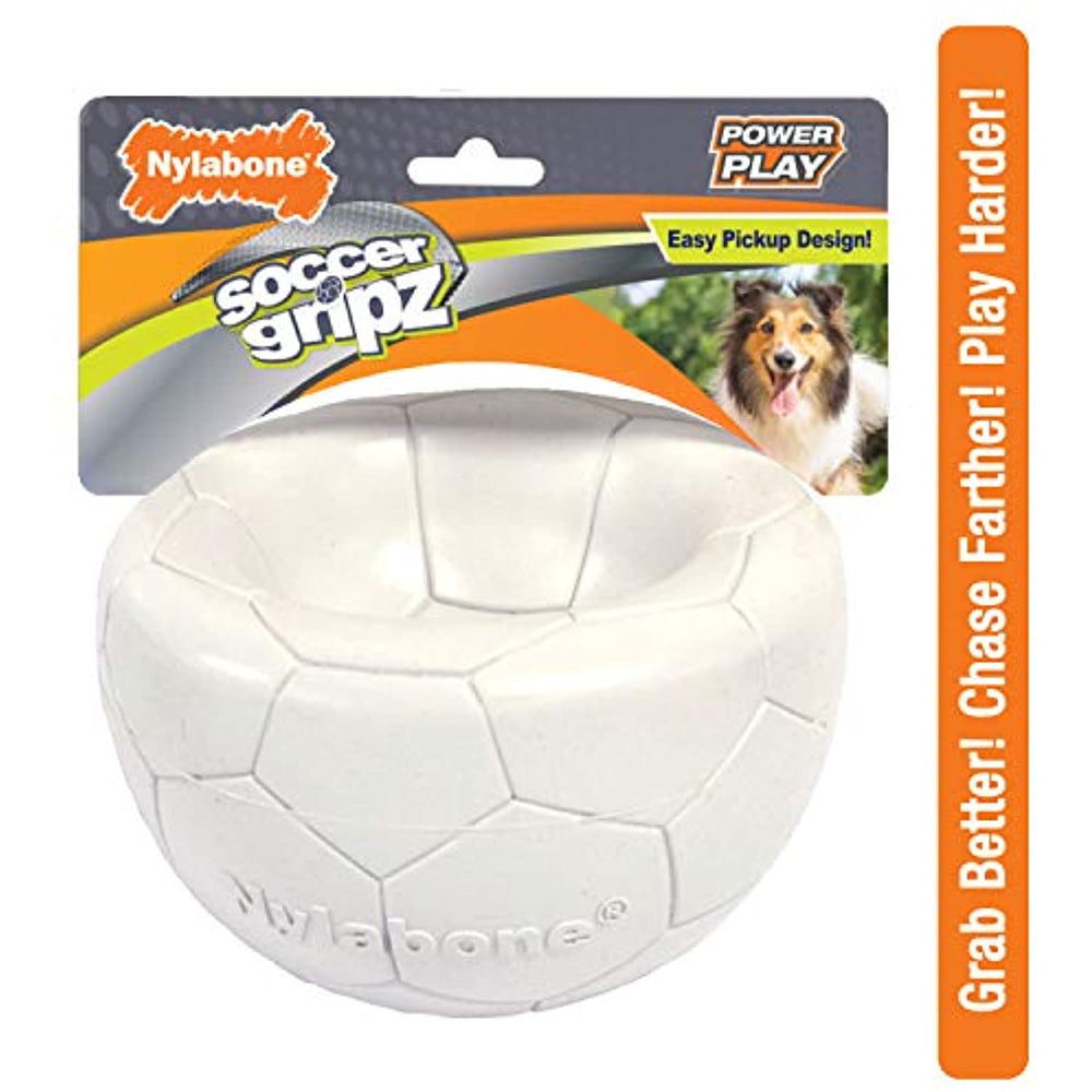 Nylabone Power Play Gripz Dog Soccer Ball Toy with Easy Pickup Design Medium - 5.5 in.