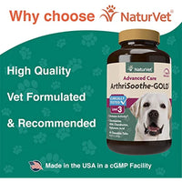 
              NaturVet ArthriSoothe-Gold Level 3, MSM and Glucosamine for Dogs and Cats, Advanced Joint Care Support Supplement with Chondroitin and Omega 3, Clinically Tested, Chewable Tablets, Made in The USA
            