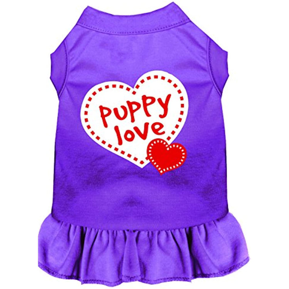 Mirage Pet Products 58-14 XSPR Purple Puppy Love Screen Print Dress, X-Small