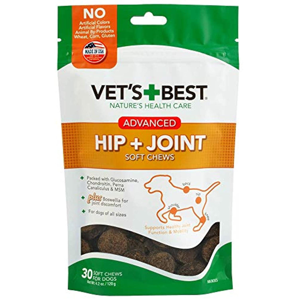 Vet's Best Hip & Joint Soft Chew Dog Supplements | Formulated with Glucosamine & Chondroitin to Support Dog Joint & Cartilage Health 30 Soft Chews