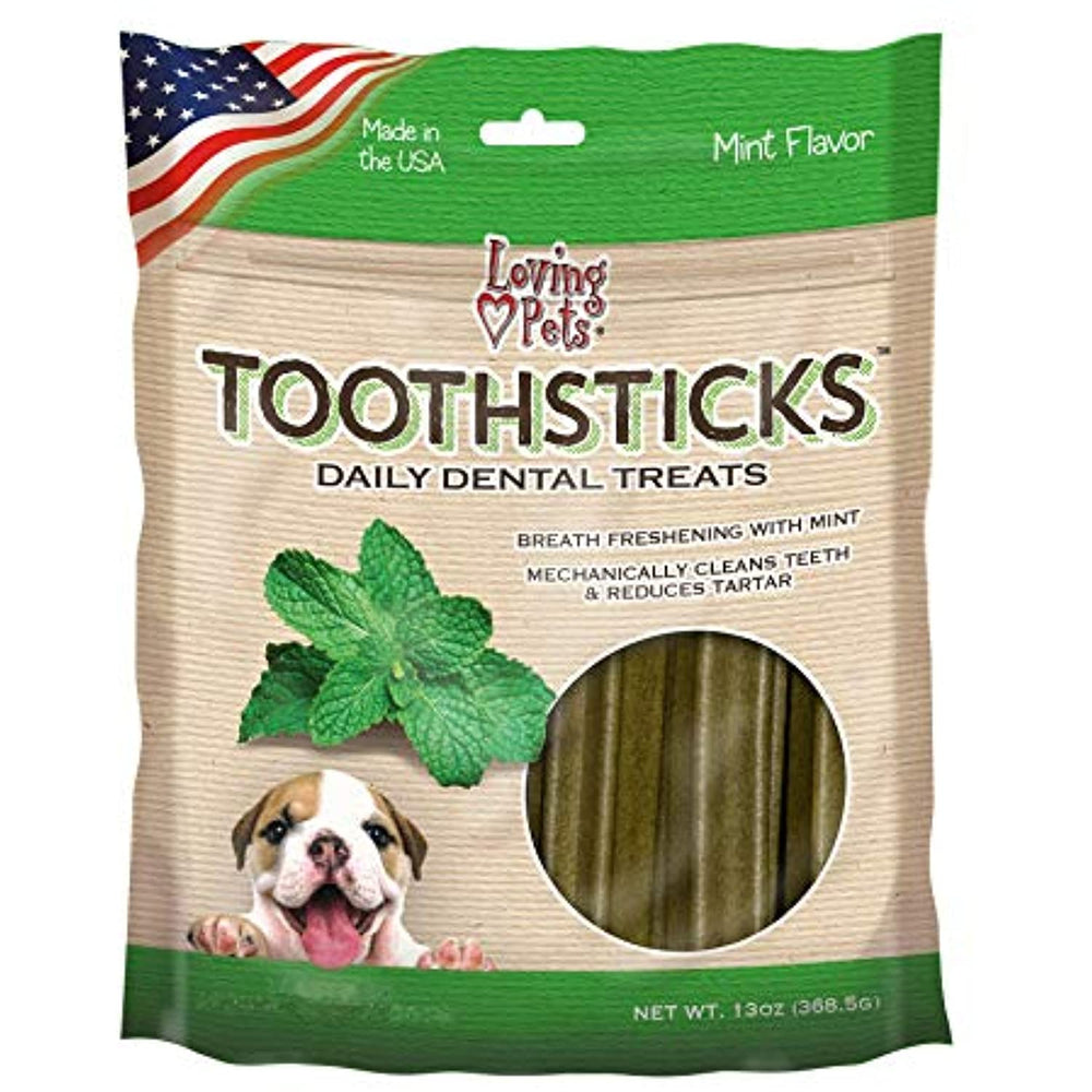 Loving Pets 13 Oz Dental Stix Fresh Breath Mint Recipe For Dogs, Large