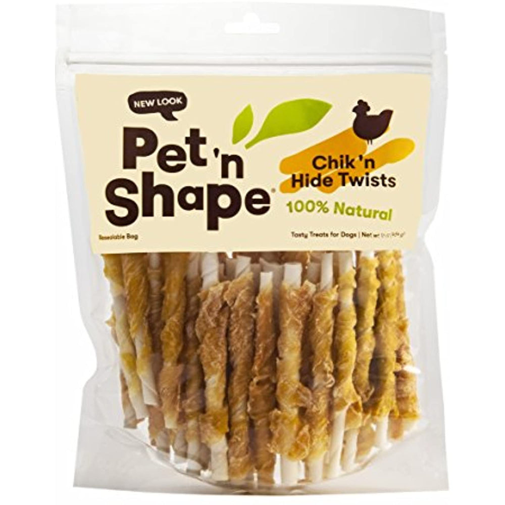 Pet 'n Shape Chicken Hide Twists - All Natural Dog Treats, Chicken, Small, 1 Lb