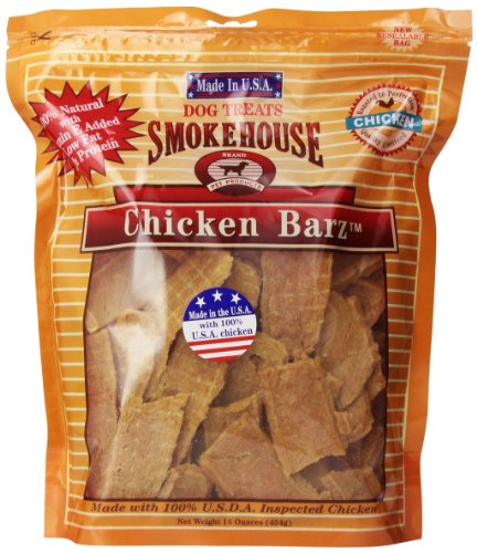 Smokehouse 100-Percent Natural Chicken Barz Dog Treats, 16-Ounce