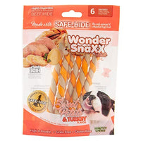 Healthy Chews Wonder SnaXX Twists Dog Treats, Sweet Potato & Turkey Flavor, Made with Whipped Safe-Hide, Small/Medium, Pack of 6