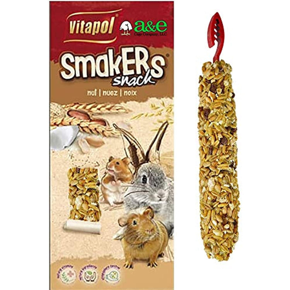 A&E Cage Co. Smakers Treat Sticks, Small Animal, Twin Pack, Nut