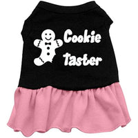 Mirage Pet Products 12-Inch Cookie Taster Screen Print Dress, Medium, Black with Pink