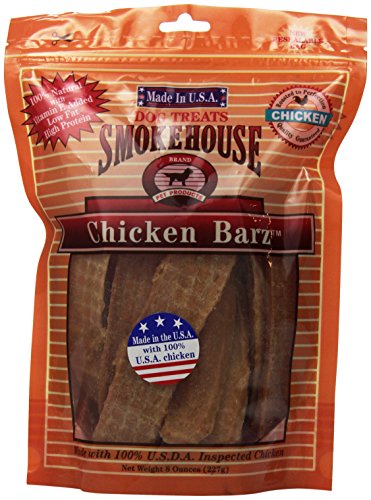 Smokehouse 100-Percent Natural Chicken Barz Dog Treats, 8-Ounce