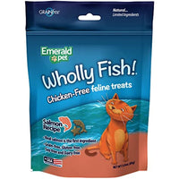 
              Emerald Pet Wholly Fish! Chicken-Free Feline Treats, Salmon Recipe — Tasty and Crunchy Salmon Cat Treats with Real Salmon — Chicken-Free, Grain Free, Natural Cat Treats — Made in USA, 3 oz
            