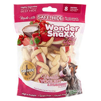Healthy Chews Wonder Snaxx Braids, 8 Small/Medium, Vanilla Yogurt and Strawberry Flavor Dog Treats Made with Whipped Rawhide