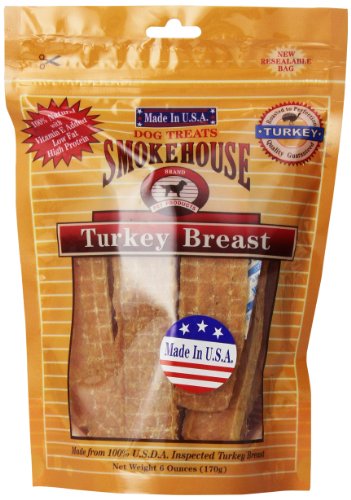 Smokehouse 100-Percent Natural Turkey Breast Dog Treats, 6-Ounce