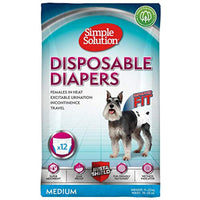 Simple Solution Disposable Dog Diapers for Female Dogs | Super Absorbent Leak-Proof Fit | Medium | 12 Count, White